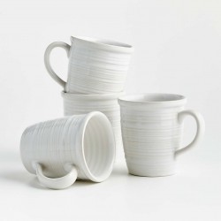 Farmhouse White Mugs, Set of 4